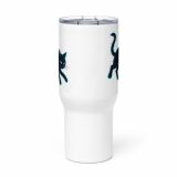 Glitch Cat – Travel Mug with a Handle white 25oz front — Glitch State: Emotion Offline