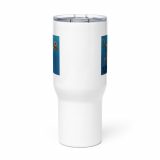 Nevermind the Donut – Travel Mug with a Handle white 25oz front — Snack Tracks - The Ultimate Parody Album Collection