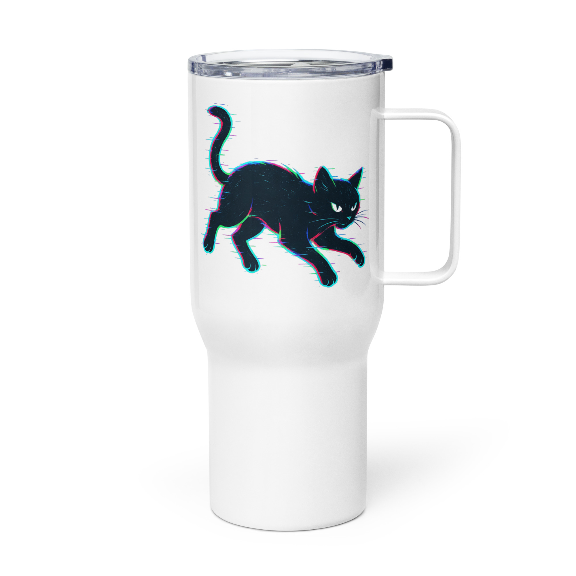 Glitch Cat - Travel mug with a handle