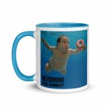 Nevermind the Donut Mug – Mug with Color Inside blue 11oz left — Snack Tracks - The Ultimate Parody Album Collection