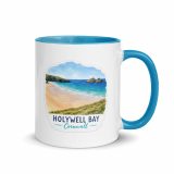 Holywell Bay Cornwall – Mug with Color Inside blue 11oz right — Cornish Treasures