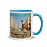 Wish You Were Beer – Mug with Color Inside blue 11oz right — Snack Tracks - The Ultimate Parody Album Collection