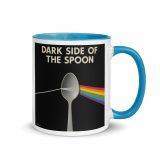 Dark Side of the Spoon – Mug with Color Inside blue 11oz right — Snack Tracks - The Ultimate Parody Album Collection