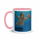Nevermind the Donut Mug – Mug with Color Inside pink 11oz left — Snack Tracks - The Ultimate Parody Album Collection