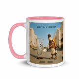 Wish You Were Beer – Mug with Color Inside pink 11oz left — Snack Tracks - The Ultimate Parody Album Collection