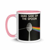 Dark Side of the Spoon – Mug with Color Inside pink 11oz left — Snack Tracks - The Ultimate Parody Album Collection