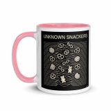 Unknown Snackers – Mug with Color Inside pink 11oz left — Snack Tracks - The Ultimate Parody Album Collection