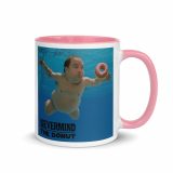 Nevermind the Donut Mug – Mug with Color Inside pink 11oz right — Snack Tracks - The Ultimate Parody Album Collection