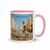 Wish You Were Beer – Mug with Color Inside pink 11oz right — Snack Tracks - The Ultimate Parody Album Collection