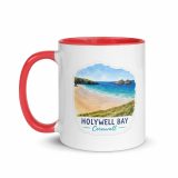 Holywell Bay Cornwall – Mug with Color Inside red 11oz left — Cornish Treasures