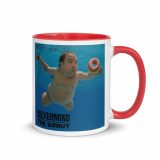 Nevermind the Donut Mug – Mug with Color Inside red 11oz right — Snack Tracks - The Ultimate Parody Album Collection