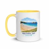 Holywell Bay Cornwall – Mug with Color Inside yellow 11oz left — Cornish Treasures
