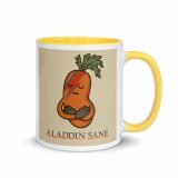 Aladdin Sane Carrot Parody Glass –Mug with Color Inside – Mug with Color Inside yellow 11oz right — Snack Tracks - The Ultimate Parody Album Collection