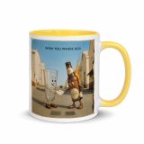 Wish You Were Beer – Mug with Color Inside yellow 11oz right — Snack Tracks - The Ultimate Parody Album Collection