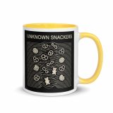 Unknown Snackers – Mug with Color Inside yellow 11oz right — Snack Tracks - The Ultimate Parody Album Collection
