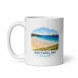 Holywell Bay Cornwall – White Glossy Mug white 11oz handle on left — Cornish Treasures