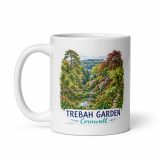 Trebah Garden Cornwall Artwork Design - White glossy mug