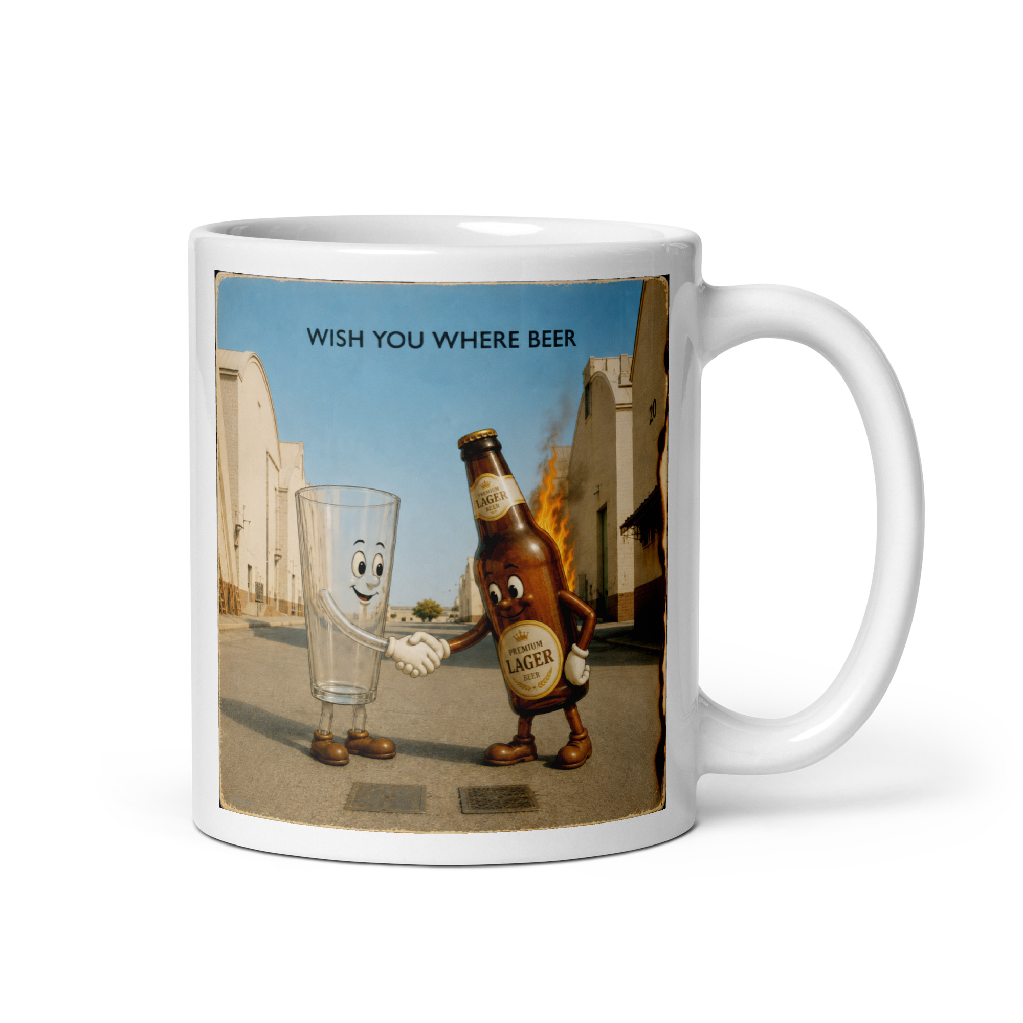 Wish You Were Beer – White glossy mug