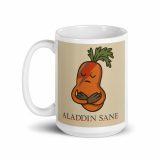 Aladdin Sane Carrot Parody Glass –White glossy mug – White Glossy Mug white 15oz handle on left — Snack Tracks - The Ultimate Parody Album Collection