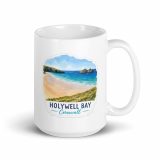 Holywell Bay Cornwall – White Glossy Mug white 15oz handle on right — Cornish Treasures