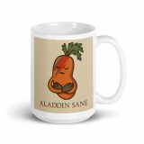 Aladdin Sane Carrot Parody Glass –White glossy mug – White Glossy Mug white 15oz handle on right — Snack Tracks - The Ultimate Parody Album Collection