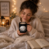 Emotionally Floppy – Cute Relatable Bunny Design - Black Glossy Mug