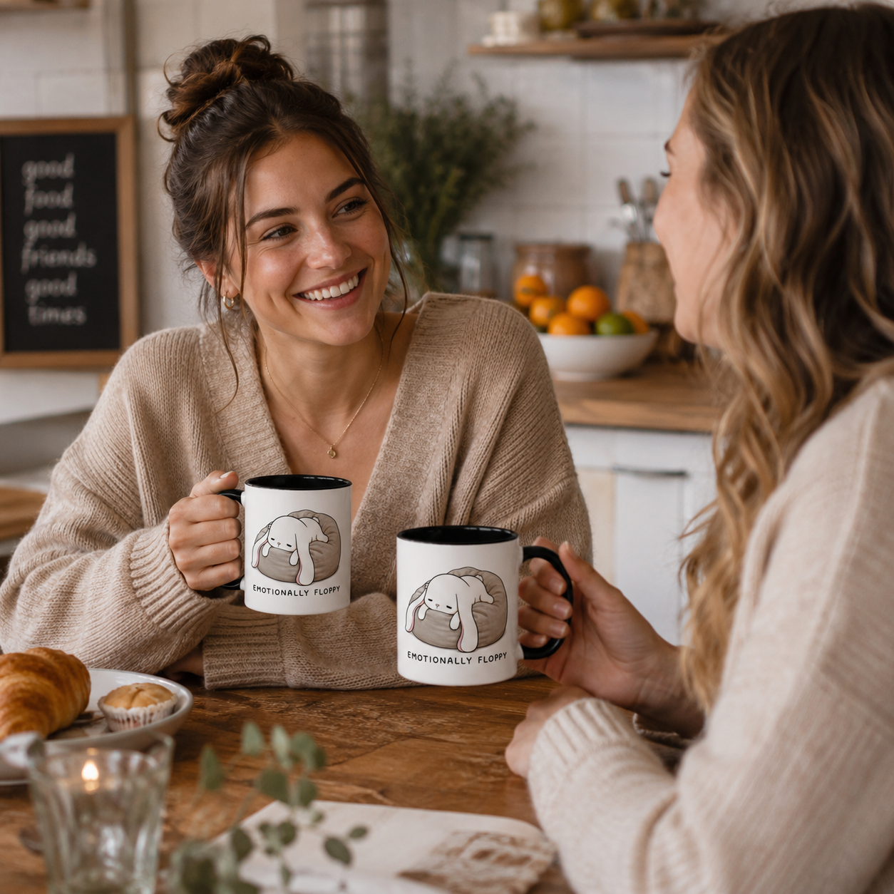 Emotionally Floppy – Cute Relatable Bunny Design - Mug with Color Inside