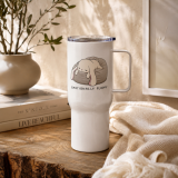 Emotionally Floppy – Cute Relatable Bunny Design - Travel mug with a handle