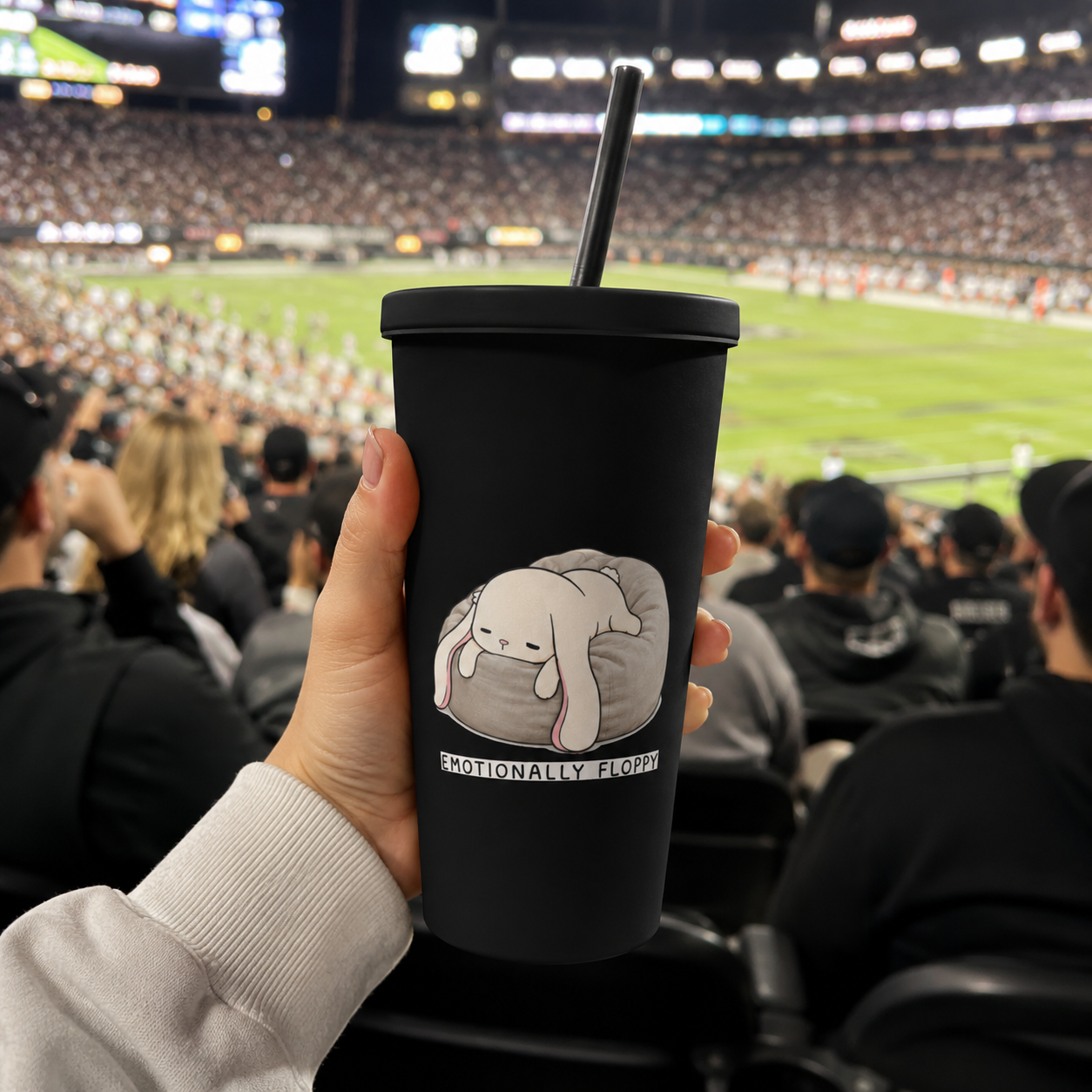 Emotionally Floppy – Cute Relatable Bunny Design - Insulated tumbler with a straw