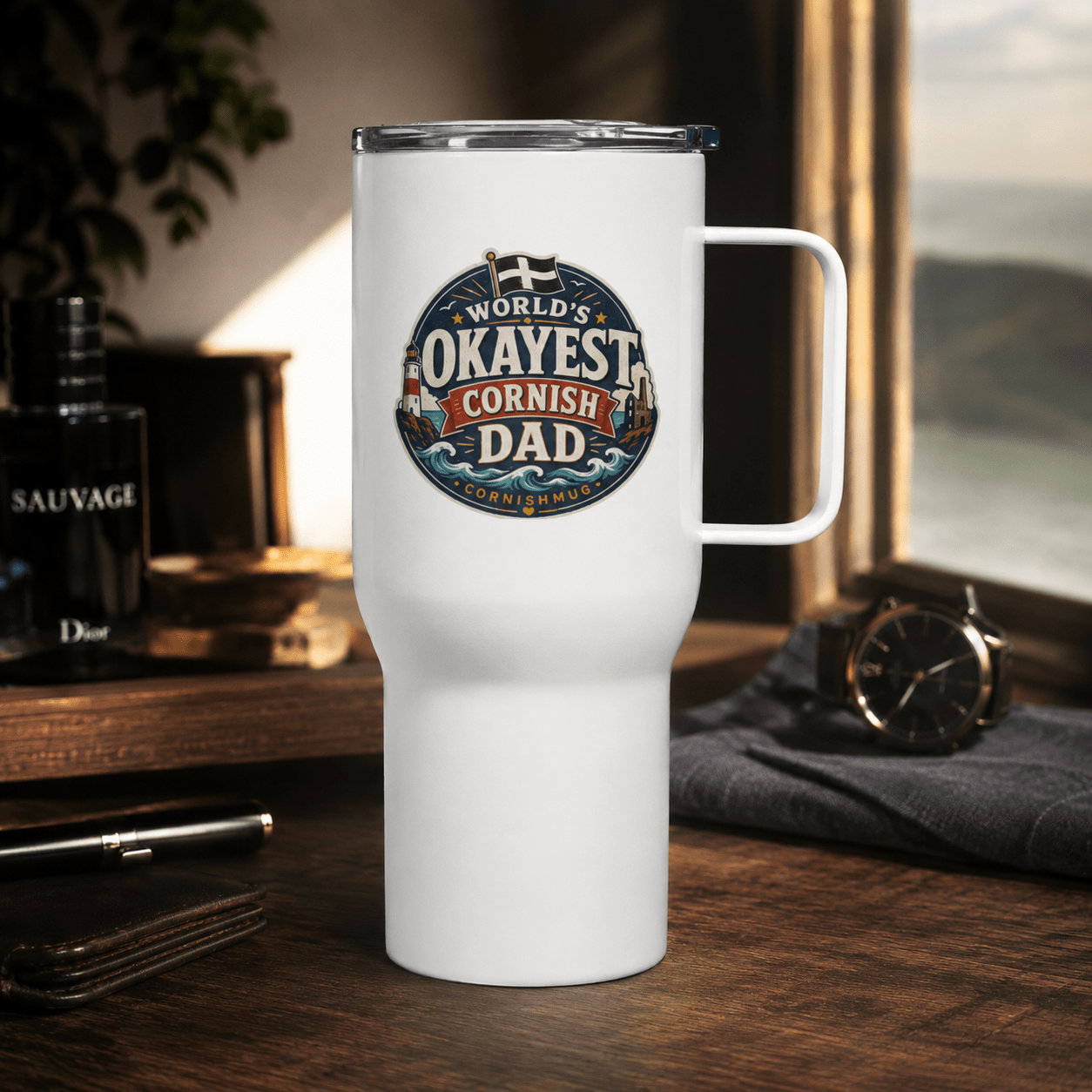 World’s Okayest Cornish Dad - Travel mug with a handle