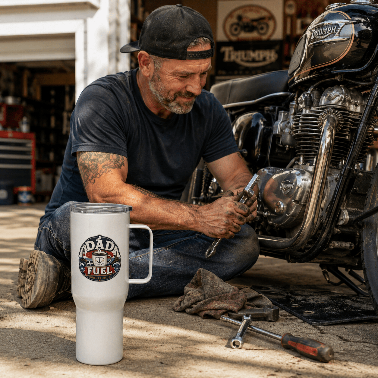 Dad Fuel - Travel mug with a handle