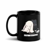 Low Battery Bunny – Black Glossy Mug black 11oz handle on left — The Floppy Collection