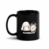 Small Panic Bunny – Black Glossy Mug black 11oz handle on left — The Floppy Collection