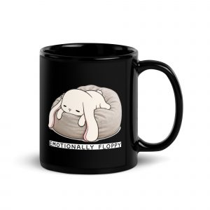 Emotionally Floppy – Black Glossy Mug black 11oz handle on right — The Floppy Collection