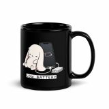 Low Battery Bunny – Cute Relatable Phone Charging Design - Black Glossy Mug