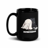 Low Battery Bunny – Black Glossy Mug black 15oz handle on left — The Floppy Collection
