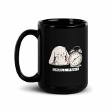 Small Panic Bunny – Black Glossy Mug black 15oz handle on left — The Floppy Collection