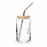 Low Battery Bunny – Can-Shaped Glass 16oz 16oz with lid straw back — The Floppy Collection