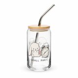 Small Panic Bunny – Can-Shaped Glass 16oz 16oz with lid straw right — The Floppy Collection