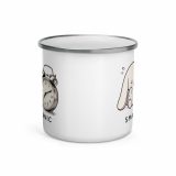 Small Panic Bunny – Enamel Mug white 12oz front — The Floppy Collection