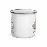 Too Soft For This – Enamel Mug white 12oz front — The Floppy Collection