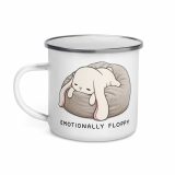 Emotionally Floppy – Enamel Mug white 12oz left — The Floppy Collection