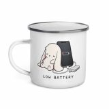 Low Battery Bunny – Enamel Mug white 12oz left — The Floppy Collection