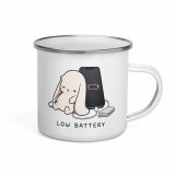 Low Battery Bunny – Cute Relatable Phone Charging Design - Enamel Mug