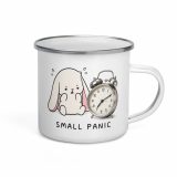 Small Panic Bunny – Enamel Mug white 12oz right — The Floppy Collection