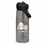 Small Panic Bunny – Flip Straw Water Bottle charcoal back — The Floppy Collection