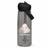 Too Soft For This – Flip Straw Water Bottle charcoal back — The Floppy Collection
