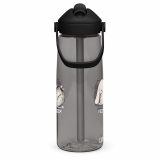 Small Panic Bunny – Flip Straw Water Bottle charcoal right — The Floppy Collection