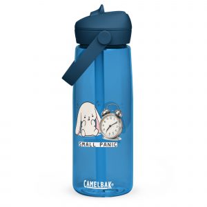 Small Panic Bunny – Flip Straw Water Bottle oxford blue front — The Floppy Collection