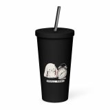 Small Panic Bunny – Insulated Tumbler with a Straw black 20oz left — The Floppy Collection